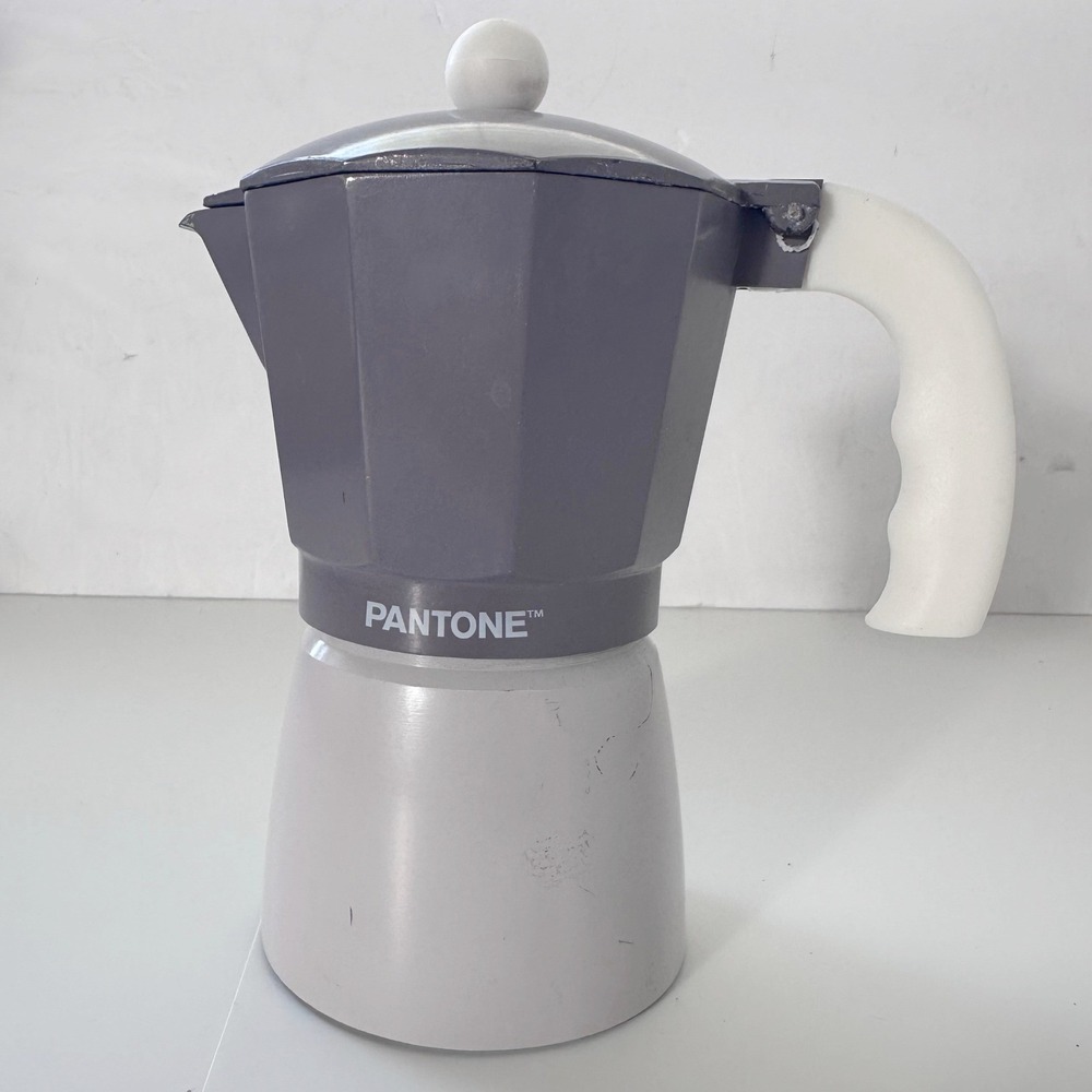 Egon Pantone Moka Pot Espresso Maker Stovetop Purple White Aluminum 6-Cup Coffee